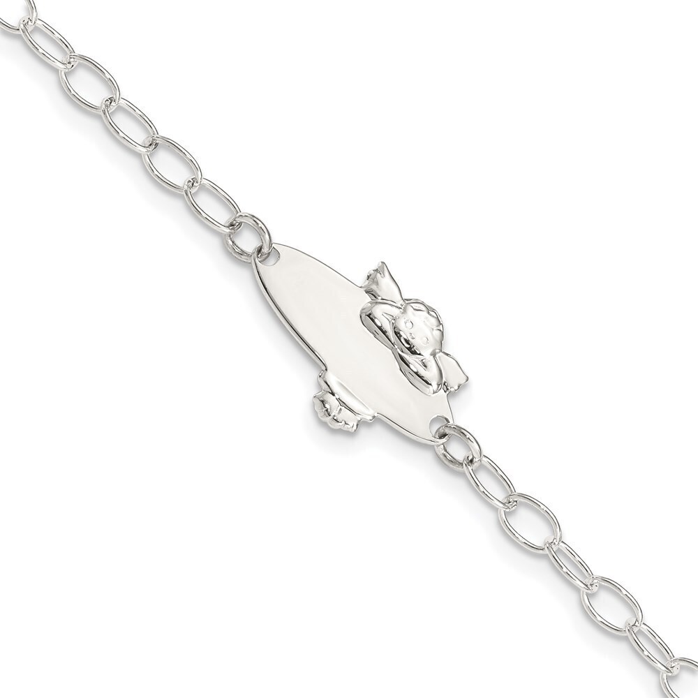 Kazi Luxury Sterling Silver Polished Angel  Engraveable ID Bracelet